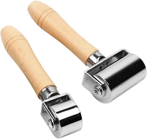 Miniatura 9 de Herramienta de laminación de pegamento de cuero con rodillo de borde de prensa de cuero, herramienta de platina (2.362 in/2.4 pulgadas)
