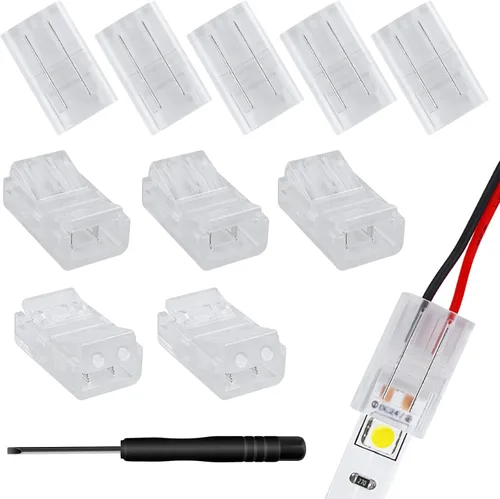 Miniatura 10 de RGBZONE 10 conectores de tira LED de 2 pines, 0.315 in de ancho, sin cables, sin cables, sin soldadura, conector rápido para tiras de luz LED de un