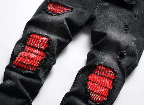 Miniatura 3 de OIIIO Jeans elásticos rasgados de ajuste regular para hombre