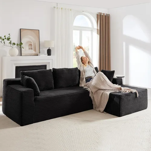 Miniatura 14 de Sofá modular Cloud de 104 pulgadas con diván en forma de L, sofás tapizados modernos con asiento profundo, sofá comprimido de esponja de pana
