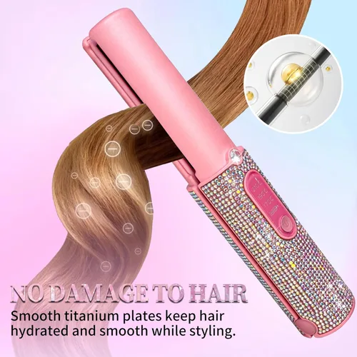 Miniatura 3 de Alisador de pelo inalámbrico, alisador portátil 2 en 1 para alisar y rizar el cabello, alisador de pelo mini de viaje de 5000mAh, plancha plana