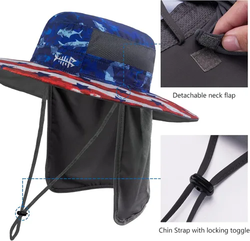 Miniatura 4 de BASSDASH Sombrero de pesca solar UPF 50+ resistente al agua con solapa desmontable para el cuello