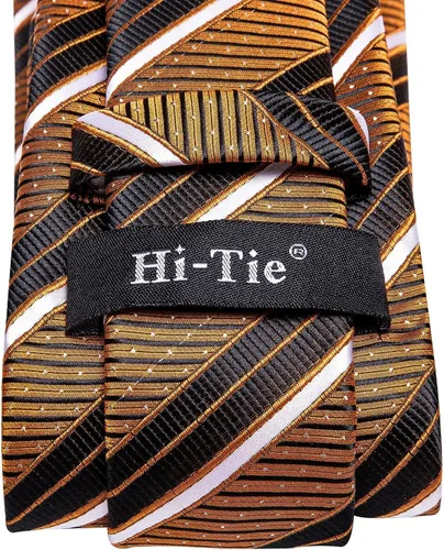 Miniatura 157 de Hi-Tie Corbatas de seda para hombre, diseño de cachemira a rayas, con bolsillo, gemelos cuadrados, conjunto formal de negocios