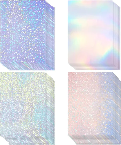 Miniatura 10 de Clabby 36 hojas de papel holográfico para pegatinas A4, láminas laminadas holográficas de vinilo, autoadhesivas, impermeables, transparentes, 11.7 x