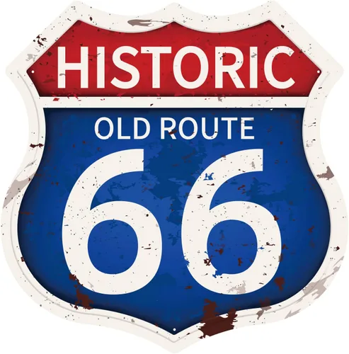GLOBLELAND Route 66 - Póster de placa de metal con escudo vintage, retro, personalizable, para pared, 12.1 x 12 pulgadas, para decoración del hogar,