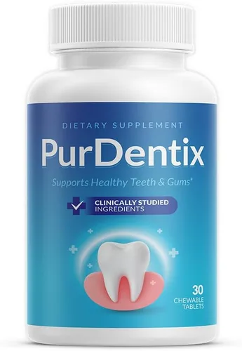 PurDentix Probiótico para la salud oral, fórmula de 4 cepas para encías, dientes y aliento fresco saludables, 30 tabletas masticables