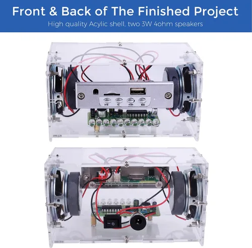 Miniatura 7 de MiOYOOW Kit de altavoz Bluetooth DIY, mini amplificador estéreo USB, kit de soldadura con luces LED intermitentes, kit de práctica de soldadura