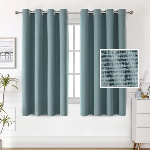 Miniatura 21 de H.VERSAILTEX Cortinas de lino 100% opacas, cortinas térmicas para sala de estar, cortinas de arpillera texturizadas con ojales de lino de doble