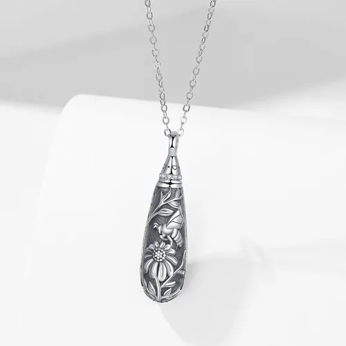 Miniatura 142 de Collar con colgante de urna de cenizas de cremación y árbol de la vida para mujer, plata de ley US1