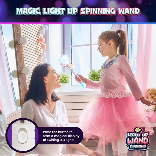 Miniatura 3 de IPIDIPI TOYS Varitas mágicas giratorias iluminadas para niños, paquete de 2, varita mágica de hadas de juego de simulación, rellenos de cesta