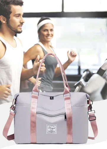 Miniatura 43 de Bolsa de gimnasio con bolsillo húmedo, bolsa de viaje plegable para mujer, bolsa de viaje impermeable para viajes, gimnasio, yoga