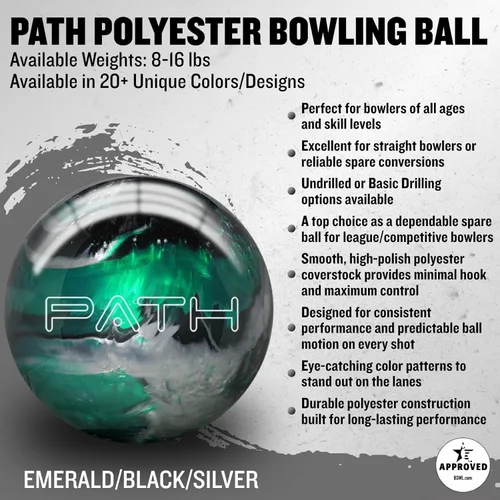 Miniatura 3 de Bola de boliche Pyramid Path de poliéster - Personalizable con opciones básicas de perforación - Ideal para lanzamientos de repuesto y principiantes