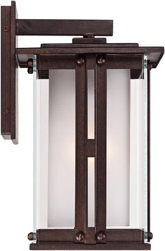 Miniatura 7 de Franklin Iron Works Fallbrook - Lámpara de pared rústica de acero bronce de 11 3/4 pulgadas, doble vidrio esmerilado transparente para exteriores