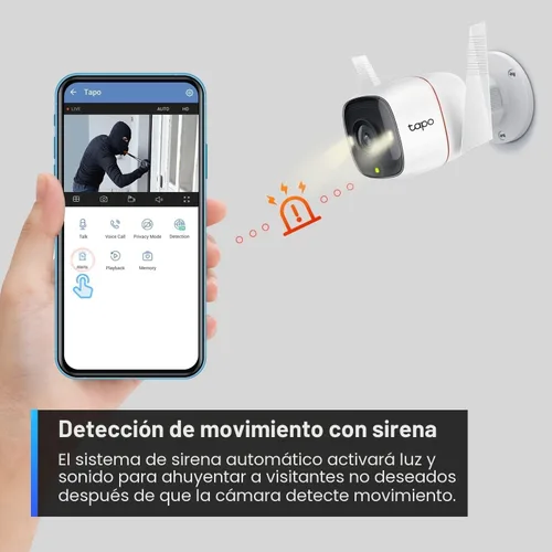 Miniatura 6 de Tapo TP-Link - Cámara de seguridad 2K con cable para exteriores, IP66 resistente a la intemperie, detección de movimiento/persona, sirena