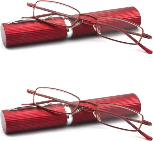 Miniatura 16 de Gafas de lectura de tubo ligero y compacto ultra delgado con estuche de aluminio de clip portátil