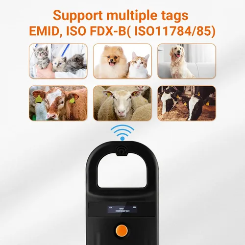 Miniatura 2 de Tera Lector de Microchip para Mascotas con Anillo D RFID Escáner de Identificación de Chips de Animales Portátil con Pantalla de Visualización OLED