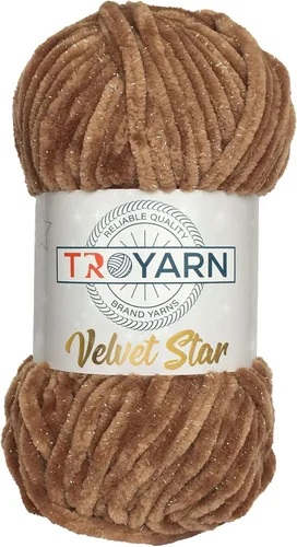 Miniatura 12 de Troyarn Velvet Star (Paquete de 3 Madejas) - Ovillo de felpilla con purpurina plateada para manta de bebé, hilo amigurumi, para ganchillo y tejer