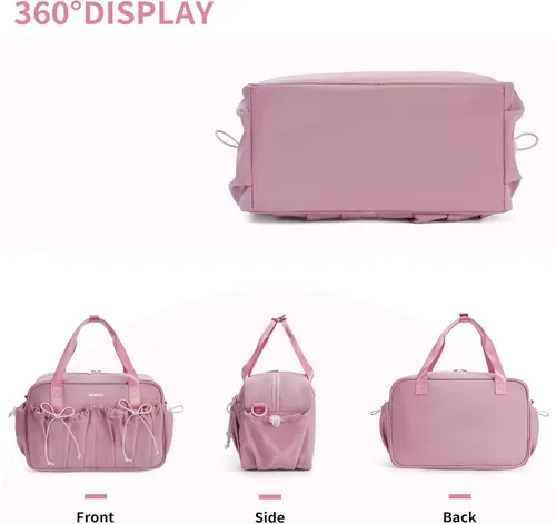 Miniatura 6 de ECOHUB Pequeña bolsa de gimnasio para mujer, mini bolsa de lona para gimnasio con compartimento húmedo, bolsa deportiva con lazo, bonita bolsa