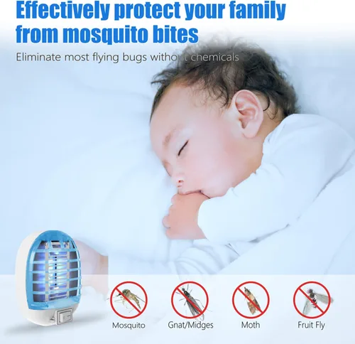 Miniatura 4 de Exterminador de insectos para interiores, trampa para moscas para interiores, mata mosquitos electrónico con luces azules para sala de estar, hogar