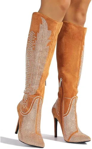Miniatura 4 de Cape Robbin Olkley - Botas altas de vaquero para mujer, botas vaqueras occidentales para mujer con tacones de aguja, botas de vestir de moda