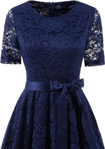 Miniatura 5 de DRESSTELLS Women Semi Formal Lace Dress Mother Bride Bridesmaid Dress for Wedding Cocktail Party Prom Short Dress