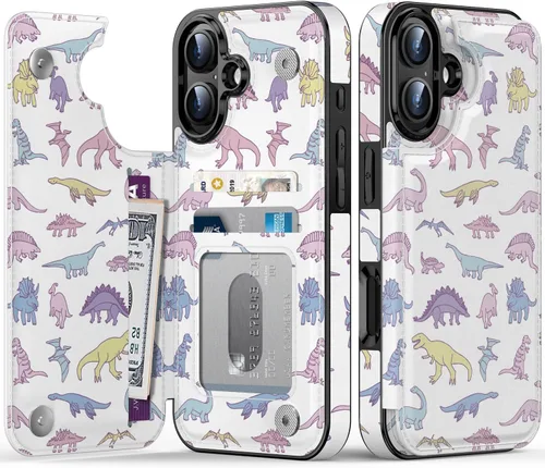 Miniatura 117 de FUNMIKO Funda tipo cartera para iPhone 13 con tarjetero, bloqueo RFID, protección de grado militar y obras de arte impresas con rayos UV, cierre