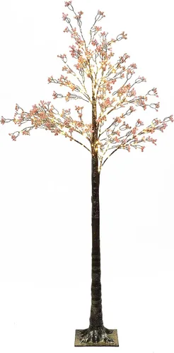 Miniatura 8 de LuxenHome - Árbol de Gypsophila iluminado de 5 pies, árboles iluminados, decoraciones de Navidad, árboles artificiales preiluminados, decoración