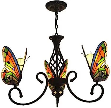 Miniatura 9 de Iluminación colgante LED lámpara victoriana estilo Tiffany antiguo vidrieras 6+1 luz colgante luz para comedor sala de estar café restaurante - TYP