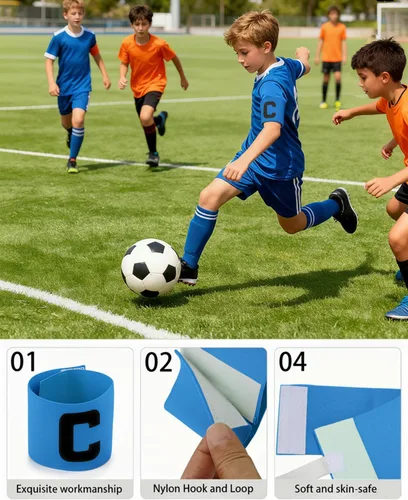 Miniatura 5 de Captain's Armband - Brazalete de fútbol y rugby para jóvenes y adultos, diseño anticaída, paquete de 6