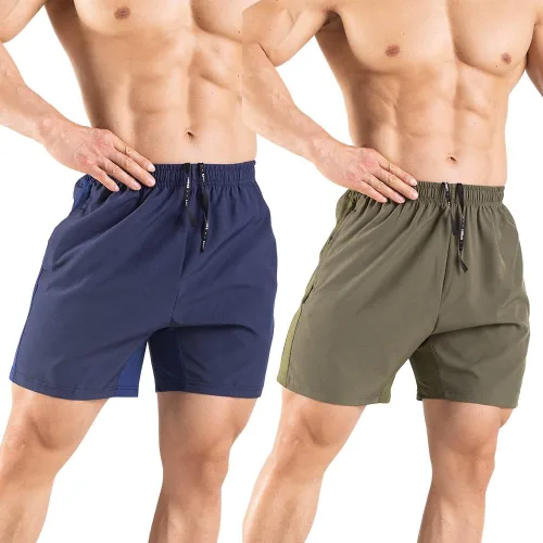 Miniatura 2 de Pantalones cortos de correr para hombre de 5 pulgadas, paquete de 2 pantalones cortos de entrenamiento atlético de secado rápido con bolsillos