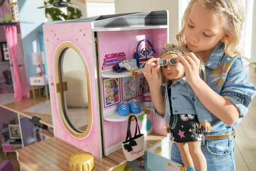 Miniatura 2 de American Girl Truly Me - Chaqueta de mezclilla con accesorios para muñecas de 18 pulgadas, bolso impreso y diadema con estampado de leopardo