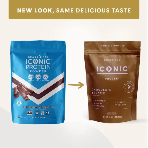 Miniatura 6 de ICONIC Proteína en polvo, trufa de chocolate - Libre de azúcar, proteína baja en carbohidratos - Libre de lactosa, sin gluten, sin transgénicos