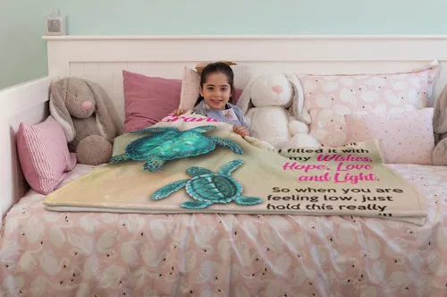 Miniatura 4 de Manta Personalizada para Mi Nieta de Abuela Mamá Abuelo, Manta Personalizada con Letras de Tortuga Edredones Microforro Polar Manta de Vellón
