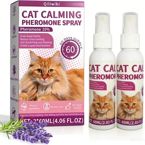 Aerosol de feromonas calmante para gatos, aerosol de feromonas calmantes para gatos, solución antiansiedad para mascotas que reduce arañazos, orina