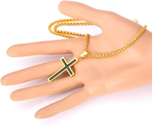 Miniatura 6 de U7 Simple Cross Necklace for Men Women, Stainless Steel Silver Black Gold Latin Cross Pendant Necklaces, Custom Engravable, Length 22-24 Inches