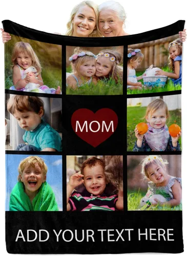 Miniatura 16 de Manta de forro polar con texto fotográfico, manta personalizada para mamá y papá, regalo perfecto para el Día de la Madre, cumpleaños para ella