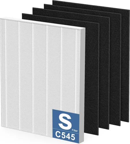 C545 Filtro de repuesto HEPA S compatible con purificador de aire Winix C545, reemplaza a la parte 1712-0096-00 y 2522-0058-00, 1 filtro HEPA + 4