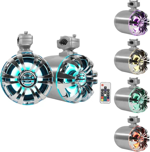 Miniatura 2 de Rockville Paquete WB65KLED: (4) altavoces de torre LED de wakeboard marino de metal RMS de 6.5 pulgadas de 300 vatios de 300 vatios/150 vatios