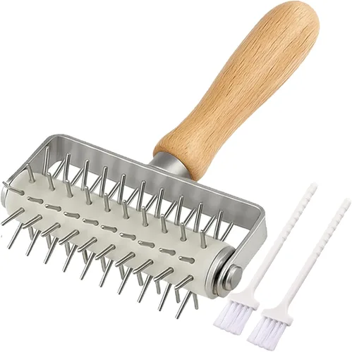 Rodillo de acero inoxidable para masa de pizza, perforador de agujeros, herramienta de acoplamiento para pastel de pizza, galletas, pan de