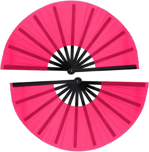 Miniatura 13 de Nydotd Paquete de 2 ventiladores plegables de mano para fanáticos rave, tela de nailon plegable para hombres y mujeres, línea de actuación, danza