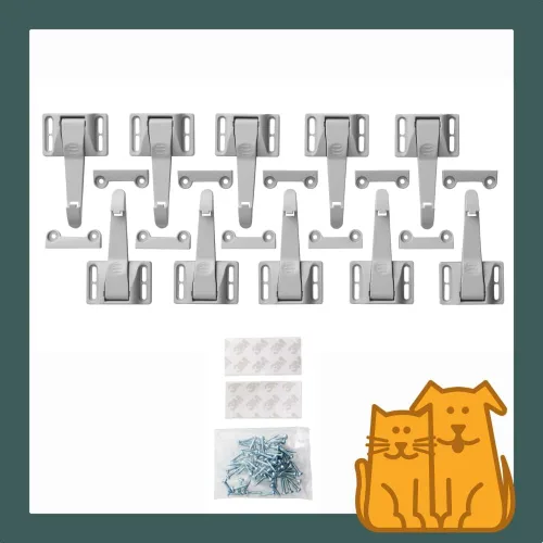 Miniatura 4 de MYPET North States Safety - Pestillos de gabinete que se instalan discretamente en el interior del cajón o armario (paquete de 10, gris)