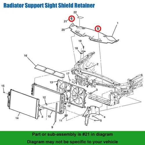 Miniatura 3 de 25 piezas de soporte de radiador de protección de visión tipo empuje clip de retención 25695687 para GM Buick Lucerne Cadillac DTS Deville Seville