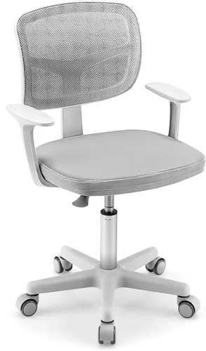 Miniatura 10 de HONEY JOY Silla de escritorio para niños, silla de estudio para niños de altura ajustable, silla giratoria de malla para estudiantes, ruedas Azul