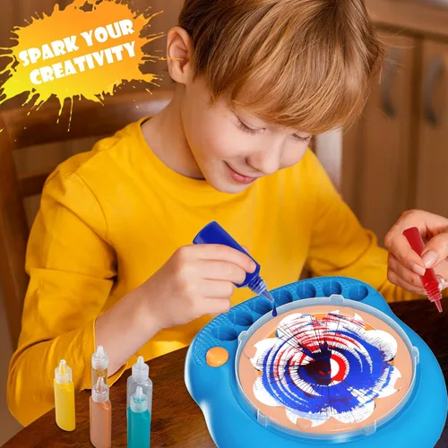 Miniatura 2 de Kit de máquina de arte giratorio de pintura para niños, artes y manualidades, juegos de juguetes giratorios para niños y niñas de 6, 7, 8, 9 años