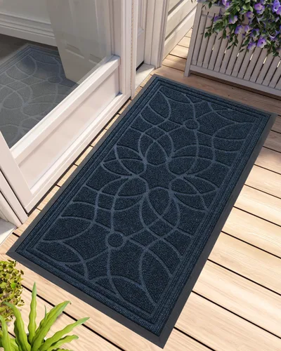 Miniatura 25 de DEXI - Felpudo para puerta exterior, alfombra de entrada de perfil bajo y resistente antideslizante para el recibidor, alfombras de bienvenida que