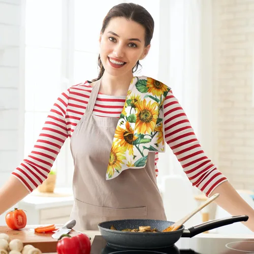 Miniatura 6 de Geyoga 6 Piezas Toallas de Cocina de Girasol Toallas de Platos Absorbentes Paños de Té Decorativos para Cocina de Verano Baño Decoración del Hogar