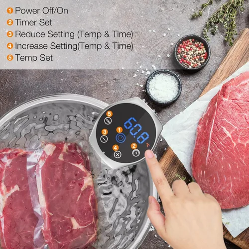 Miniatura 5 de Wifi Sous Vide Cooker 1100W Sous Vide Circulador de inmersión de precisión para filete perfecto, pollo tierno y comidas saludables, ultra silencioso
