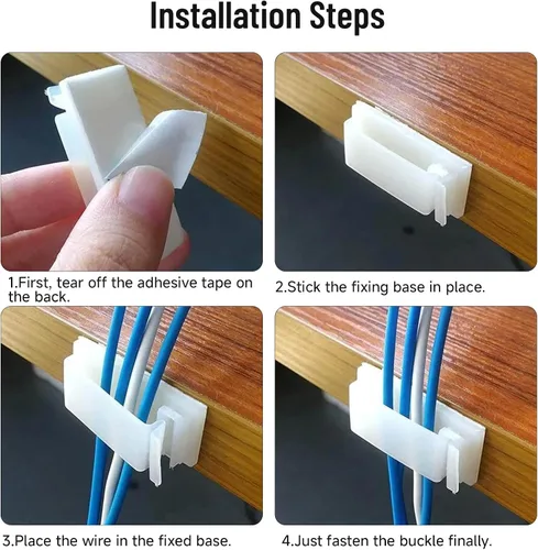 Miniatura 6 de Soporte de clips adhesivos para cables, clips de luz para exteriores, clips de alambre de cable blanco, cable de nailon resistente, abrazadera