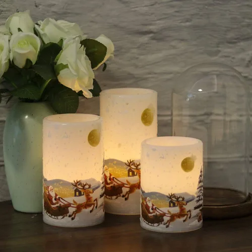 Miniatura 3 de GenSwin Velas sin llama de Papá Noel de Navidad parpadeantes que funcionan con pilas, con temporizador, velas LED de cera real, luz cálida, muñeco