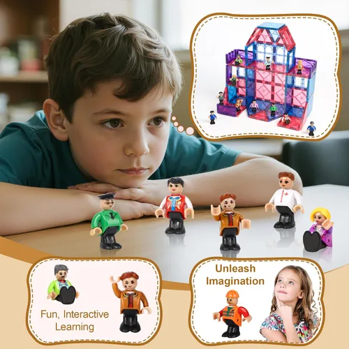 Miniatura 10 de 15 piezas de figuras magnéticas de personas para niños, personas magnéticas perfectas para bloques de construcción de azulejos magnéticos, juguetes